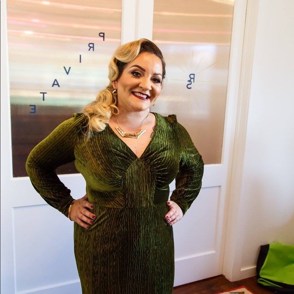 Voodoo Vixen Olive Green Velvet Long 